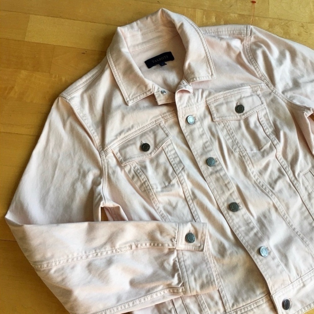 Talbots Jean Jacket, Cotton, Lightweight, Pastel Pink, Size L - Picture 16 of 17